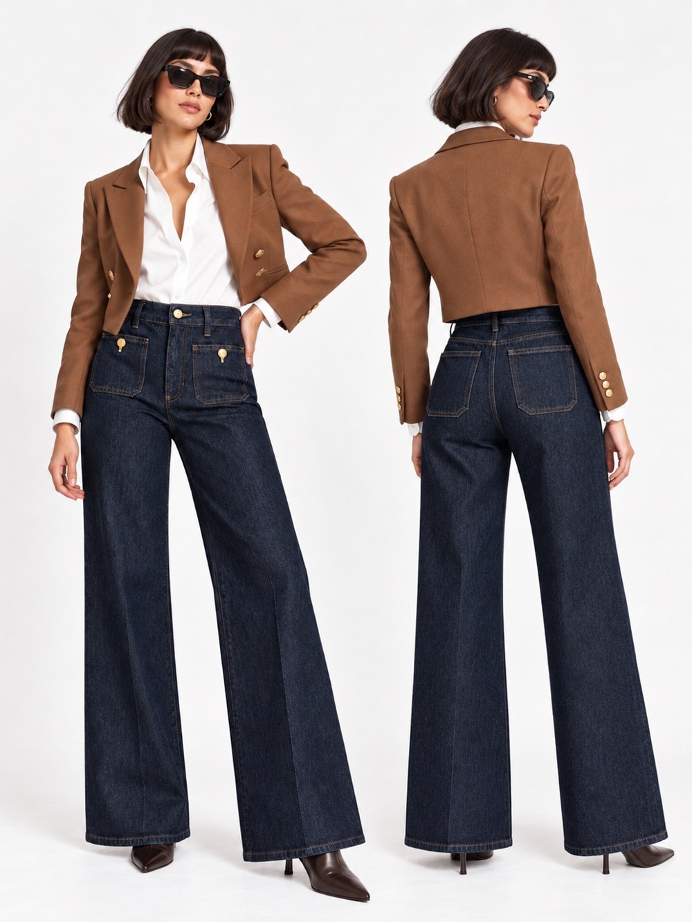 J.Crew ’96 Denim Trouser Jeans Dark Blue Indigo High Rise Wide Leg Sz 28